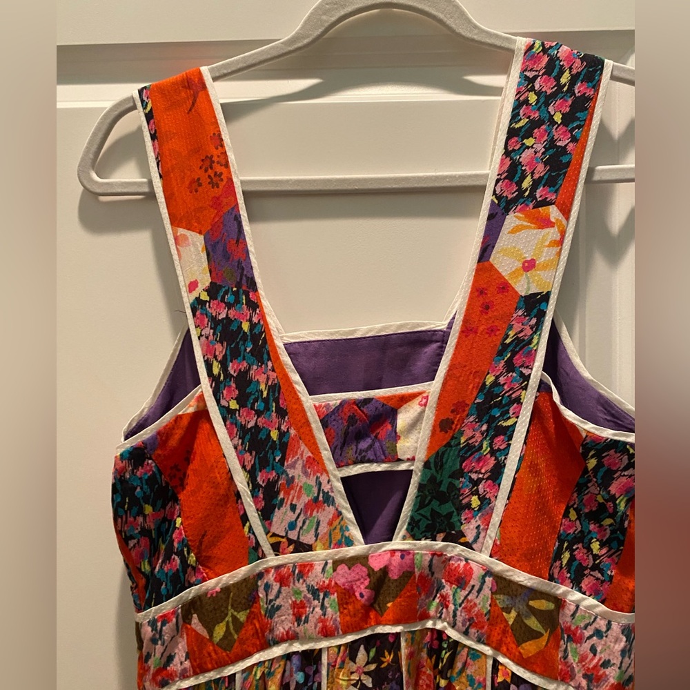 Anthropologie Floral Patchwork Maxi Dress in Red, Purple, Green - Picture 7 of 13